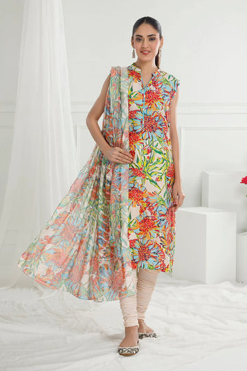 Gul Ahmed 3 Piece Unstitched Printed Pure Bamboo Silk Suit with Printed Silk Dupatta BS-52003