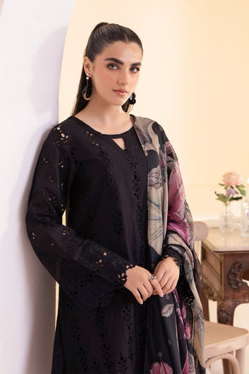Iznik Chikan Kari Lawn 3-Piece Unstitched Suit with Silk Dupatta – Elegant Summer Wear