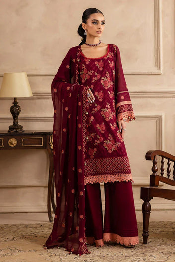 3 Piece Unstitched Embroidered Swiss Voile Suit with Embroidered Chiffon Dupatta (Ideas LSV-52022)