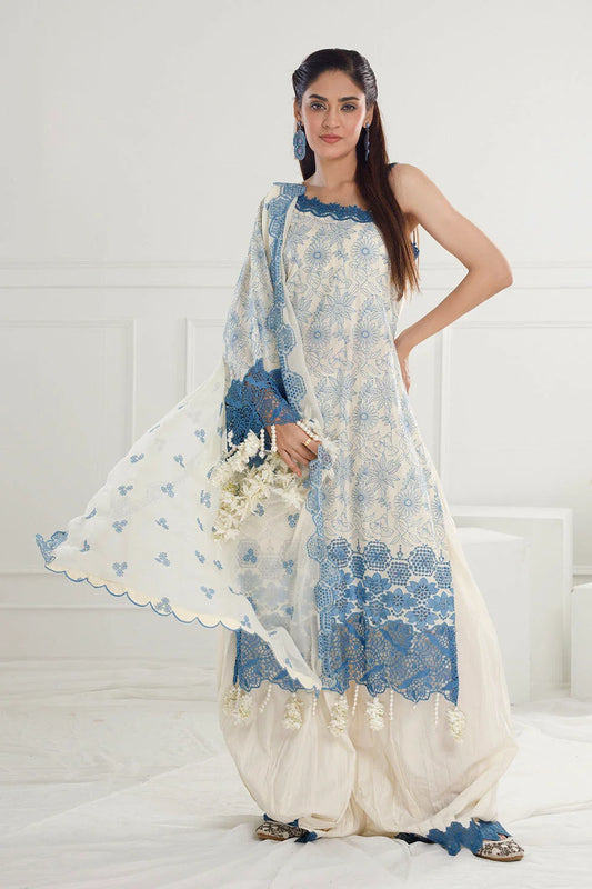 3 Piece Unstitched Schiffli Embroidered Lawn Suit with Schiffli Embroidered Chiffon Dupatta By Gul Ahmed (PM-52042)