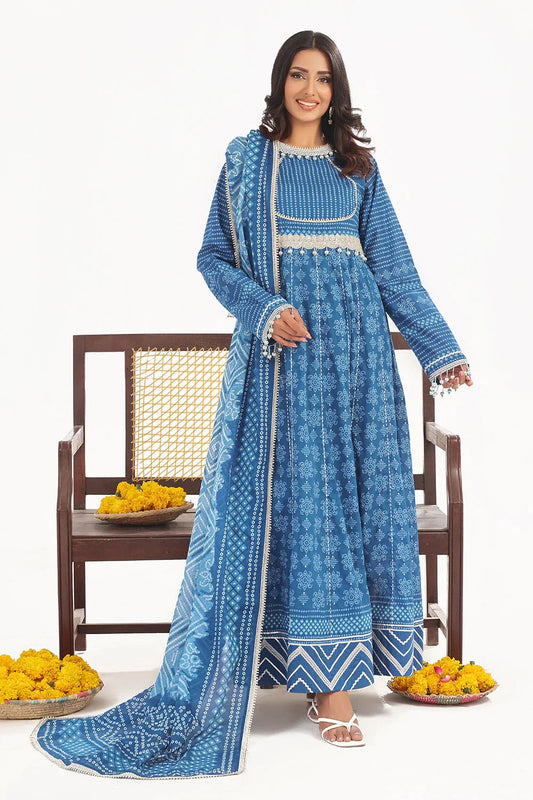 Blue Printed Lawn 3‑Pc Unstitched Lawn Blue Printed Suit 2025 by Gul Ahmed (CL-52412)