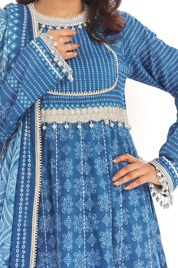 Blue Printed Lawn 3‑Pc Unstitched Lawn Blue Printed Suit 2025 by Gul Ahmed (CL-52412)