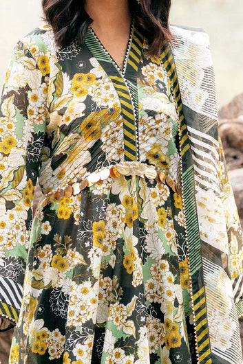 Gul Ahmed Black Printed Lawn 3‑Pc Unstitched Suit CL‑52487
