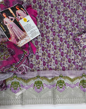 Maria B Fancy Lawn Embroidered 3-Piece Suit – Heavy Sequence Work | Chiffon Dupatta | Premium Summer Collection 2025