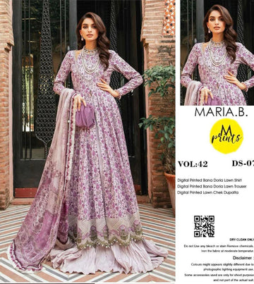 Maria B Fancy Lawn Embroidered 3-Piece Suit – Heavy Sequence Work | Chiffon Dupatta | Premium Summer Collection 2025