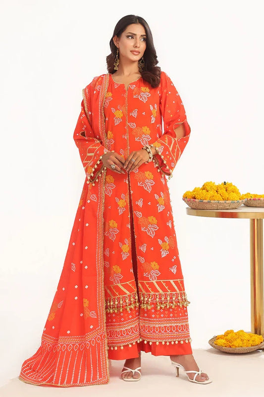 3 Piece Unstitched Gold Lacquer Printed Lawn Suit CL-52177 B